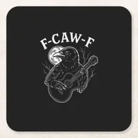 F Caw F Funny Crow Guitar Halloween Vintage Style Square Paper Coaster