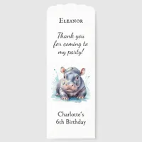 Baby Hippo Watercolor Party Favor Personalized Bookmarks