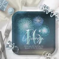 Fireworks Sweet 16 Teal ID984 Paper Plates