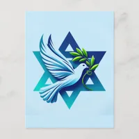 Blue Dove and Star of David Peace Postcard