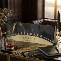 Elegant Shiny Gold Black Marble Agate Reserved Table Tent