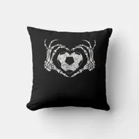 Soccer Heart Skeleton Hand Halloween Costume  Throw Pillow