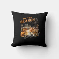 Tis The Season To Be Spooky Fall Halloween Retro C Throw Pillow