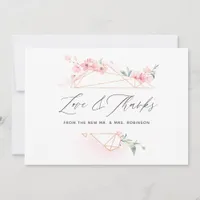Pink Cherry Blossom Spring Wedding Photo Thank You Card