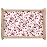 Red and Pink Hearts and Roses Doodle Art Serving Tray