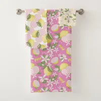 Pink Lemonade Citrus Floral Bath Towel Set