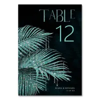 Jewel Palm Leaf Wedding Teal ID830 Table Number