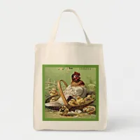 Vintage Easter Hen and Chicks in Basket Tote Bag