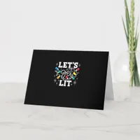 Let's Get Lit Christmas Lights Funny Retro Card
