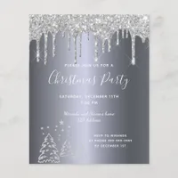 Budget Christmas party silver glitter invitation