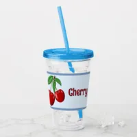 Red Cherries Design Personalized Acrylic Tumbler