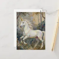 A Beautiful Unicorn in the Forest Postcard