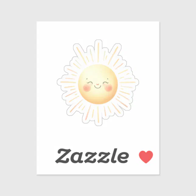 Cute Kids Smiling Yellow Watercolor Sun  Sticker