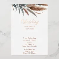 Rustic Pampas Coastal Beach Foil  Foil Invitation