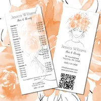 Peach roses cute girl hair beauty price list QR  Rack Card