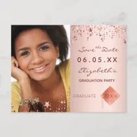 Save the Date photo graduation party blush Postcard