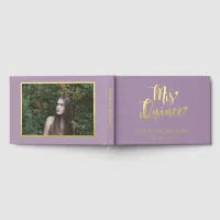 Elegant Modern Purple Gold Photo Quinceañera Foil Guest Book