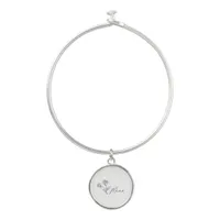 Minimalist Floral Mom gift With Heart Bangle Bracelet