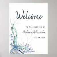 Watercolor Beach Ocean Wedding Welcome Poster