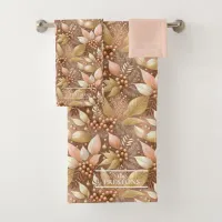 Pink Gold Christmas Pattern#8 ID1009 Bath Towel Set