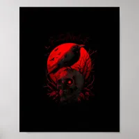 F-Caw-F Crow Funny Bird Red Moon Gothic Poster