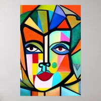 Cubism Abstract Face Poster