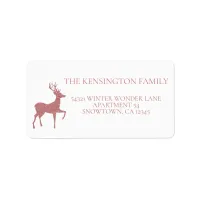 Christmas Rose Gold Pink Faux Glitter Reindeer Label