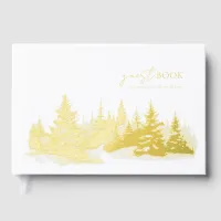Rustic Winter Wedding Forest Gold ID1049 Guest Book