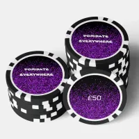 Purple Glitter on Black Dominate Everywhere | Poker Chips