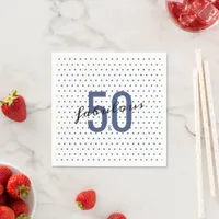 50 and Fabulous 50th Birthday Blue Dotty Pattern Napkins