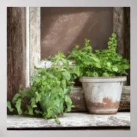 Pretty Plants in Rustic Window Poster