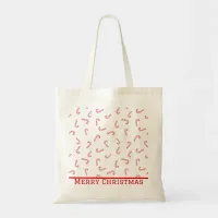 Personalized Candy Cane Christmas Tote Bag