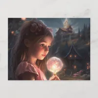 Child in a Magical Fairy Village Postcard