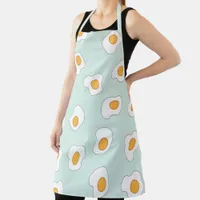 Poached Egg Scatter Pattern On Mint Green Apron