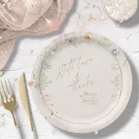 French Romance Wedding Floral Frame Blush ID870 Paper Plates