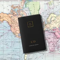 Black gold logo business monogram pocket moleskine notebook