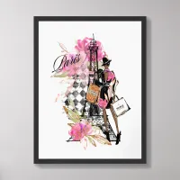 Paris Harlequin Shopping Girl  Framed Art