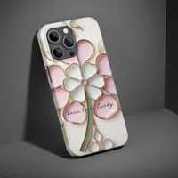 Pastel Pink Lucky Clover Stained Glass Effect iPhone 15 Pro Case