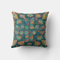 Radiant Mandala: Vibrant Symmetrical Fantasy Art Throw Pillow