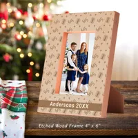 Christmas Candy Canes & Presents Pattern Name 4x6 Engraved Frames