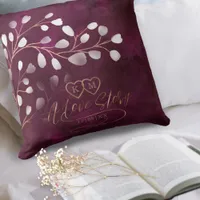 Watercolor Snowdrops Wedding Plum/Copper ID726 Throw Pillow