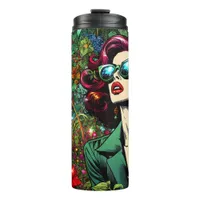 Pretty Lady in Flower Garden Colorful Thermal Tumbler