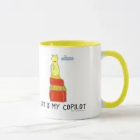 Cat Is Copilot Funny Cartoon Art Fun Motto Mug