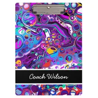 Purple, Blue Colorful Bubbles Abstract Modern   Clipboard