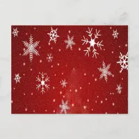 White Snowflakes with Red Background Postcard