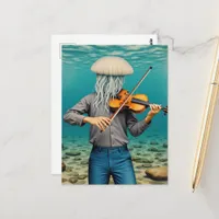 Silly Jellyfish Person Making Music Postcard