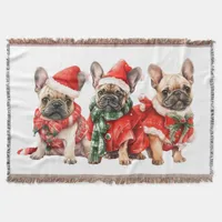 Festive French Bulldog Dogs Dog Lover Christmas Throw Blanket