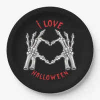 Halloween Skeletal Hands Heart Funny Saying  Paper Plates