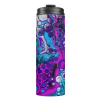 Purple, Blue Modern Abstract Fluid Art Marble Cell Thermal Tumbler