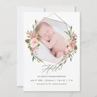 Rose Gold and Blush Geometric Birth Announcement
